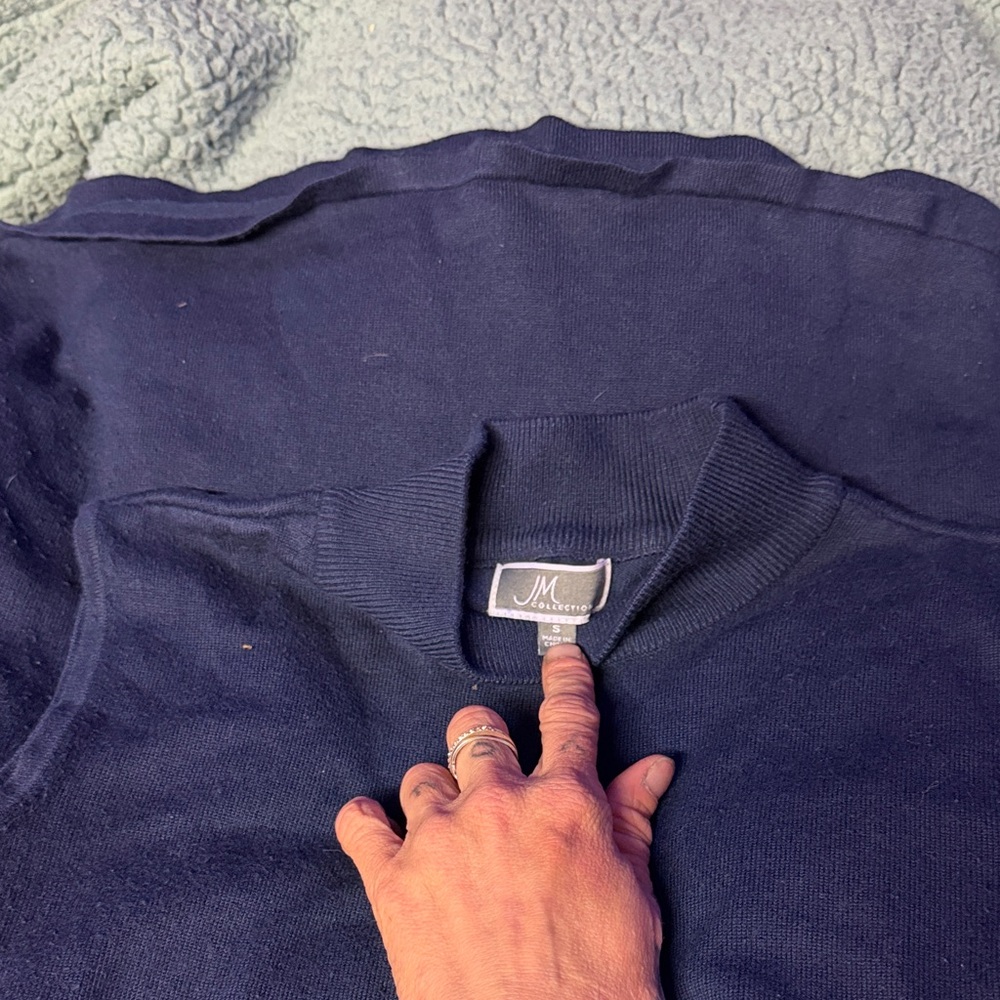JM Collection Dark Navy Crewneck Sweater